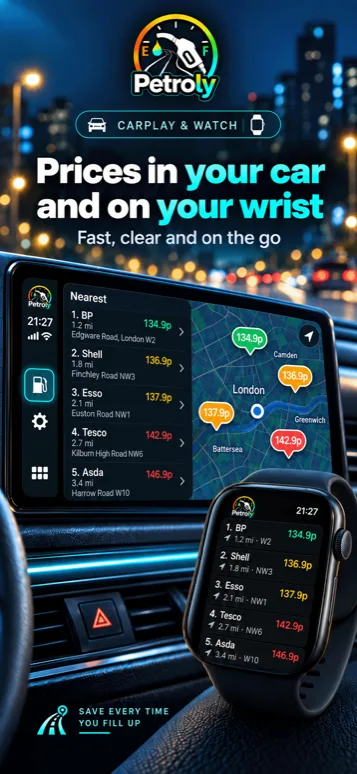 Precios de combustible de Petroly en Apple CarPlay y en el Apple Watch